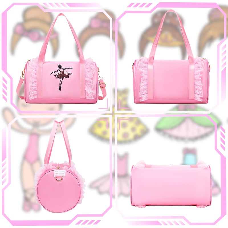 Dorlubel Cute Ballet Dance Bag Gym Travel Duffle Bag for Girls Tutu Dress Bag with Key Chain for Girls (Pink2 of Short Mesh) - Image 4